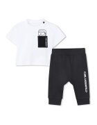 KARL LAGERFELD KIDS Set de tricou si pantaloni de trening - Alb/Negru