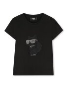 KARL LAGERFELD KIDS Tricou cu imprimeu logo si aplicatii cu strasuri - Negru