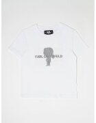 KARL LAGERFELD KIDS Tricou de bumbac cu decolteu la baza gatului si logo - Negru/Alb optic