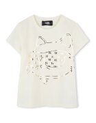 KARL LAGERFELD KIDS Tricou din amestec de bumbac cu decolteu la baza gatului - Auriu/Crem