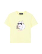 KARL LAGERFELD KIDS Tricou din amestec de modal cu imprimeu - Galben pal/Alb optic