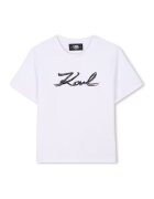 KARL LAGERFELD KIDS Tricou din amestec de modal cu imprimeu logo - Negru/Alb optic