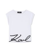 KARL LAGERFELD KIDS Tricou din amestec de modal cu logo - Alb optic