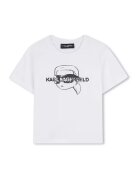KARL LAGERFELD KIDS Tricou din bumbac cu imprimeu logo - Negru/Alb murdar