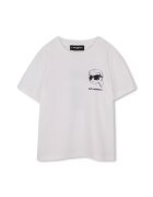 KARL LAGERFELD KIDS Tricou din bumbac cu imprimeu logo - Negru stins/Alb optic