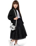 KARL LAGERFELD KIDS Tricou din bumbac si modal cu imprimeu - Negru/Alb murdar