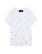 KARL LAGERFELD KIDS Tricou fete Z30571 10 - Bumbac organic/Modal - Alb - Alb