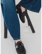 Karl Lagerfeld Mocasini din piele cu accesoriu metalic Marlee - Negru
