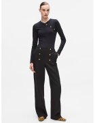 Karl Lagerfeld Pantaloni cu talie inalta si nasturi decorativi - Negru