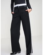 Karl Lagerfeld Pantaloni drepti cu benzi laterale contrastante - Alb/Negru