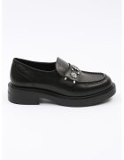 Karl Lagerfeld Pantofi loafer din piele cu strasuri - Negru
