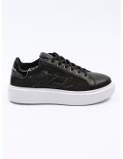 Karl Lagerfeld Pantofi sport de piele cu insertii de plasa - Negru