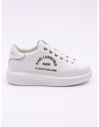 Karl Lagerfeld Pantofi sport de piele cu logo - Alb/Argintiu