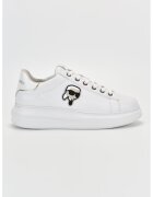 Karl Lagerfeld Pantofi sport de piele cu logo - Alb optic