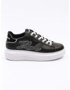 Karl Lagerfeld Pantofi sport din piele cu imprimeu logo - Alb/Negru
