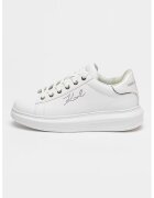 Karl Lagerfeld Pantofi sport din piele cu logo din strasuri - Alb optic/Argintiu