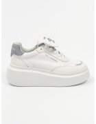 Karl Lagerfeld Pantofi sport din piele cu strasuri - Alb