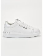Karl Lagerfeld Pantofi sport din piele cu tinte - Alb optic
