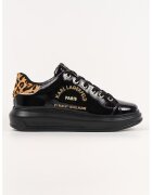Karl Lagerfeld Pantofi sport din piele lacuita si logo - Negru/Maro