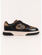 Karl Lagerfeld Pantofi sport din piele si piele cu par scurt - Negru/Maro