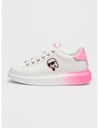 Karl Lagerfeld Pantofi sport Kapri de piele cu talpa cu aspect stralucitor - Alb/Roz