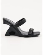 Karl Lagerfeld Papuci wedge din piele - Negru