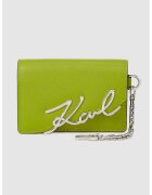 Karl Lagerfeld Portofel din piele cu logo metalic - Verde deschis