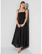 Karl Lagerfeld Rochie de plaja din bumbac cu maneci lungi - Negru