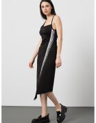 Karl Lagerfeld Rochie midi asimetrica cu banda logo - Alb/Negru