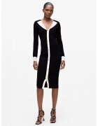 Karl Lagerfeld Rochie midi tricotata cu nasturi - Alb/Negru