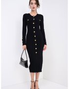 Karl Lagerfeld Rochie-pulover striata cu nasturi metalici - Negru