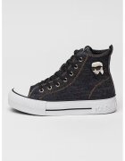 Karl Lagerfeld Tenisi high-top de denim - Alb/Negru/Bleumarin