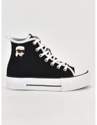 Karl Lagerfeld Tenisi mid-high cu detalii logo - Alb/Negru stins