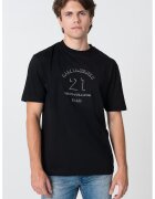 Karl Lagerfeld Tricou cu decolteu la baza gatului si imprimeu - Alb/Negru