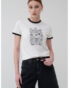 Karl Lagerfeld Tricou cu imprimeu grafic - Negru/Alb murdar