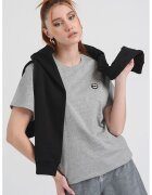 Karl Lagerfeld Tricou de bumbac cu decolteu la baza gatului - Gri deschis melange
