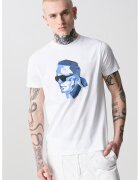 Karl Lagerfeld Tricou de bumbac cu imprimeu - Albastru inchis/Alb optic