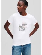 Karl Lagerfeld Tricou de bumbac organic cu aplicatii logo din strasuri - Negru/Alb optic