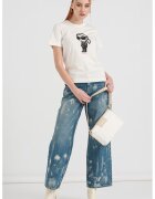 Karl Lagerfeld Tricou de bumbac organic cu imprimeu logo - Negru stins/Alb murdar