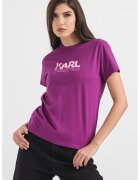 Karl Lagerfeld Tricou de bumbac organic cu logo - Ametist/Roz