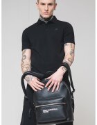 Karl Lagerfeld Tricou din amestec de bumbac cu fenta cu nasturi - Negru