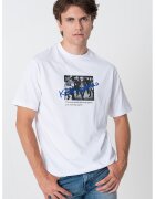 Karl Lagerfeld Tricou din bumbac cu imprimeu foto - Alb/Gri/Albastru royal