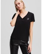 Karl Lagerfeld Tricou din bumbac organic cu decolteu in V - Negru