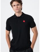Karl Lagerfeld Tricou polo din amestec de bumbac - Negru/Rosu vermillion