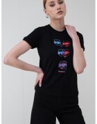 Karl Lagerfeld Tricou slim fit de bumbac organic Ikon - Rosu/Negru/Albastru
