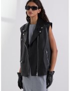 Karl Lagerfeld Vesta din piele ecologica cu revere decupate - Negru
