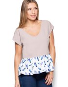 KATRUS Bluza dama bej - poliester - maneca scurta - croiala lejera