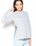 KATRUS Bluza dama gri - bumbac - maneci lungi - fante laterale