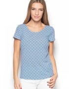 KATRUS Bluza dama model geometric - maneci scurte - albastru - textil -