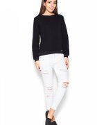 KATRUS Bluza dama neagra - bumbac - croiala simpla - fundita decorativa